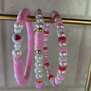 FREE SHIPPING Three bracelets made from clay beads